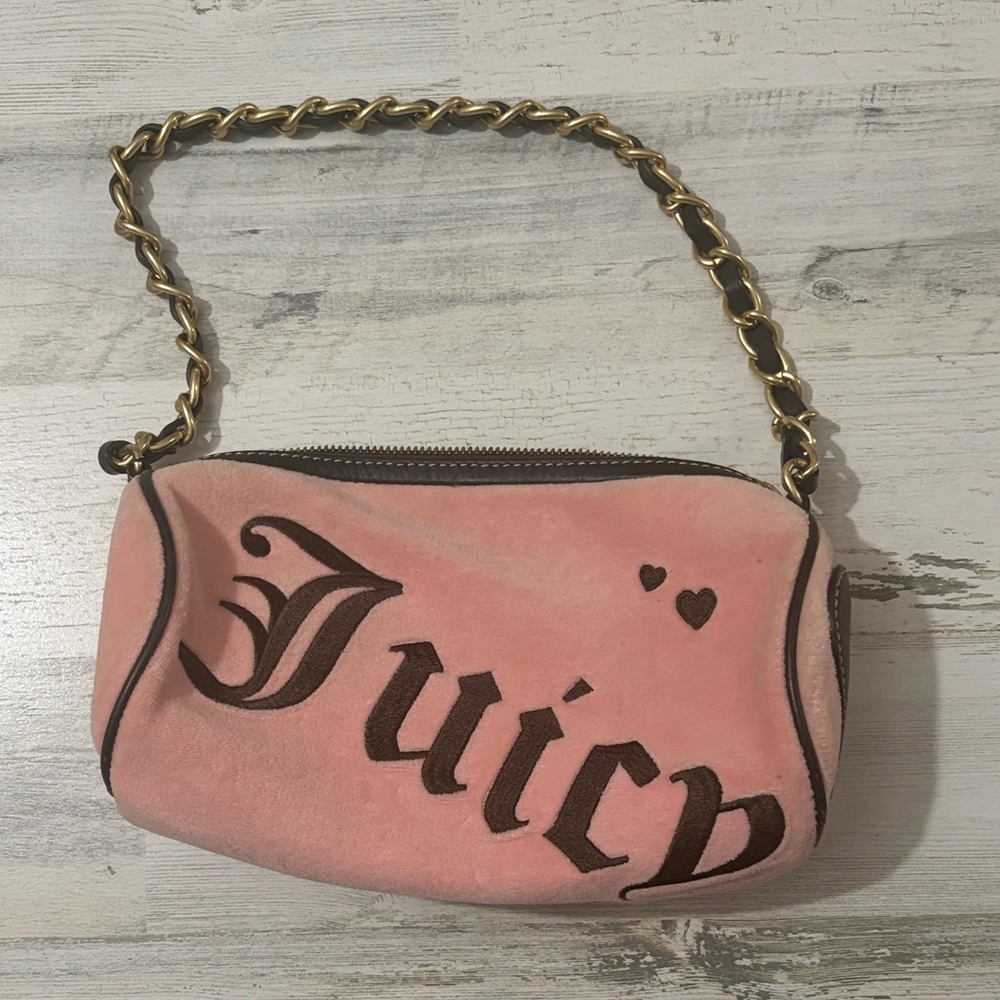 Vintage Juicy Couture Pink Suede Barrel Shoulder bag Y2K